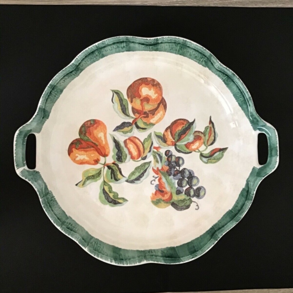 Italy HIMARK platter ceramic with fruit patterns.
